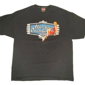 Harley Davidson Apol’s Alexandria Raymond 2012 Pin Up Girl Tshirt Sz XL Made USA